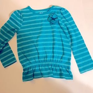 Garanimals Green Striped Long Sleeve Shirt with Flower